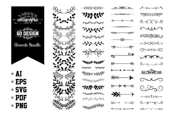 Download Various Calligraphic Design Elements Set - Calligraphic Collection